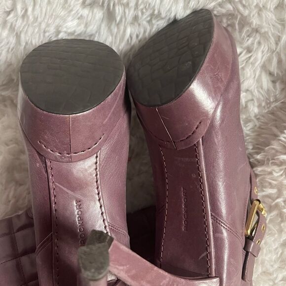 Rockport leather lavender quilted platform heels slip on knee high boots SZ 8.5 - Picture 14 of 14